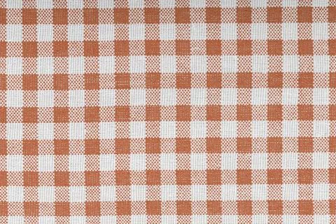 Brown and white checkered, pattern, design, cotton fabric for sewing, texture Stock Photos