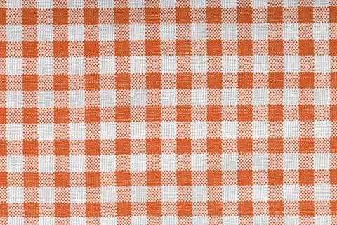 Brown and white checkered, pattern, design, cotton fabric for sewing, texture Stock Photos