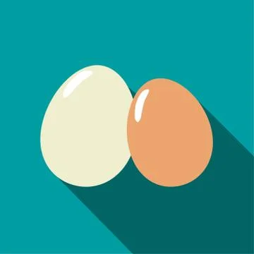 Brown and white eggs. Flat icon. Stock Illustration