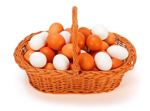 Brown and white eggs Stock Photos