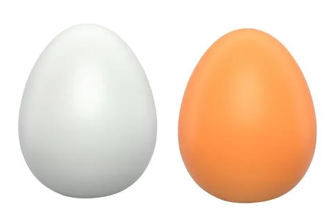 Brown and white eggs placed side by side isolated on white transparent Stock Illustration