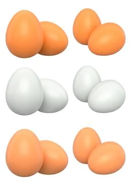 Brown and white eggs placed side by side isolated on white transparent back.. Stock Illustration