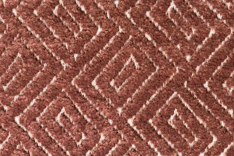 Brown and white geometric pattern carpet fabric texture background Stock Photos