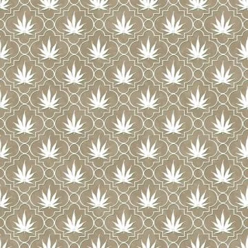 Brown and white marijuana leaf pattern repeat background Illustrazione stock