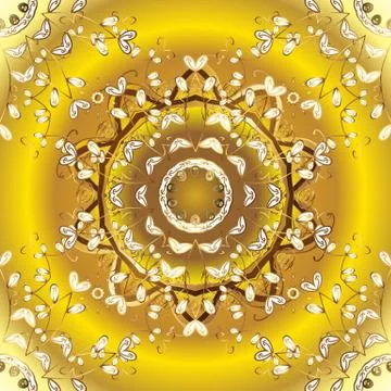Brown and yellow on background. Vector pattern background sketch with gold antiq Stock Illustration