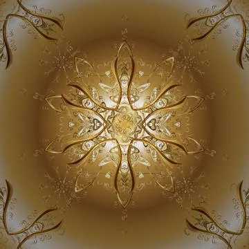 Brown and yellow on background. Vector traditional classic golden pattern. Orien Stock Illustration