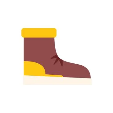 Brown and yellow winter boot protecting from cold weather Stock Illustration