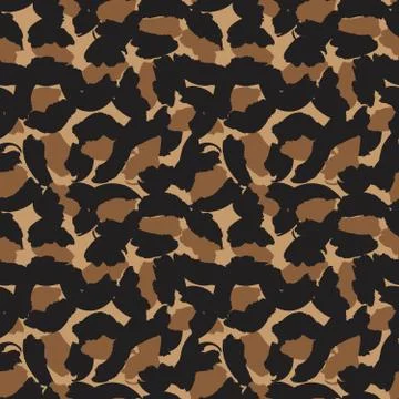 Brown Animal Leopard Seamless Pattern Background Stock Illustration