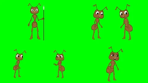 Brown ant bugs walking carrying tiny items and talking together animations 2d Stock Footage 334702669