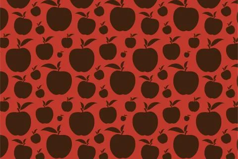 Brown apple shape. Fruit shape pattern on a red background Stock-Illustration