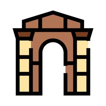 Brown archway landmark building flat color icon Ilustración de archivo