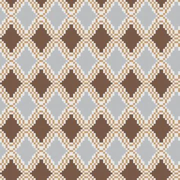 Brown Argyle Knitting Grid seamless pattern design 스톡 일러스트