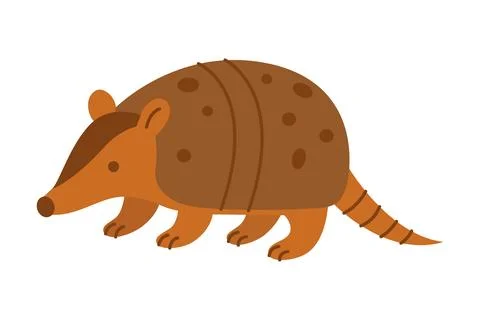 Brown armadillo. Cute flat vector animal design for wildlife and educational Ilustración de archivo