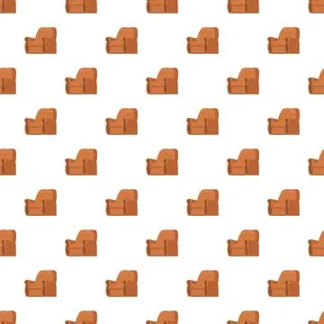 Brown armchair seamless pattern creating decorative comfort background Stock Illustration