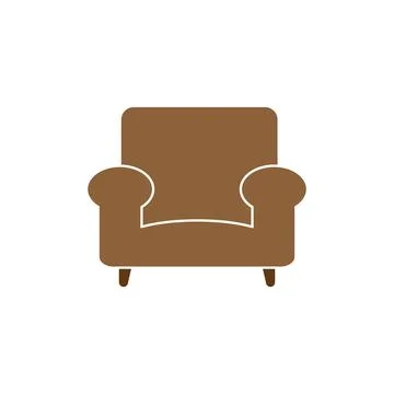 Brown armchair vector isolated, flat design.Furniture symbol, logo illustrati Stock Illustration