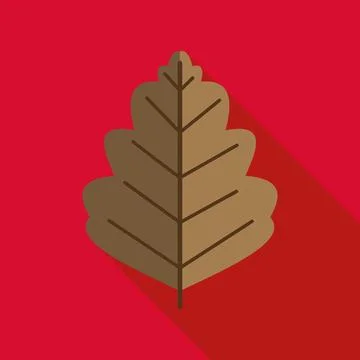 Brown autumn leaf with flat design icon shadow Ilustração Stock