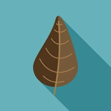 Brown autumn leaf flat design long shadow Illustrazione stock