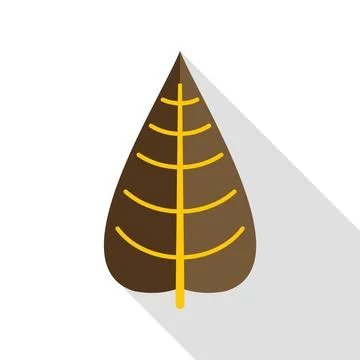 Brown autumn leaf flat icon design Stock Illustration