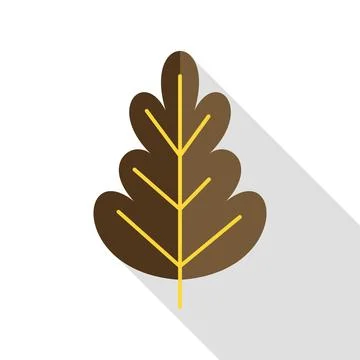 Brown autumn leaf icon flat design Stock Illustration
