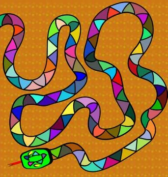 Brown background and colored snake Stock Illustration