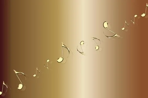 Brown background with gold musical notes illustration Stock Illustration