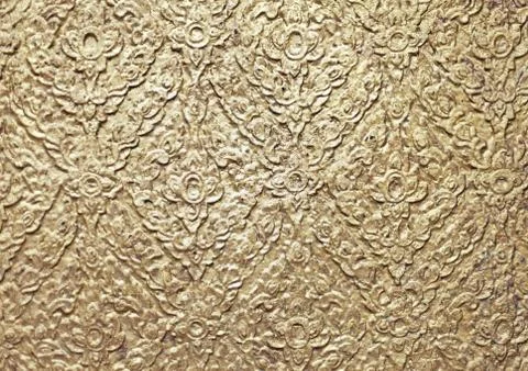 Brown background with golden patterns Stock Photos