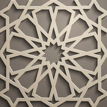 Brown background . Islamic ornament vector , persian motiff . 3d ramadan islamic Stock Illustration