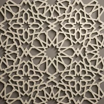 Brown background . Islamic ornament vector , persian motiff . 3d ramadan islamic Stock Illustration
