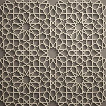 Brown background . Islamic ornament vector , persian motiff . 3d ramadan islamic Stock Illustration