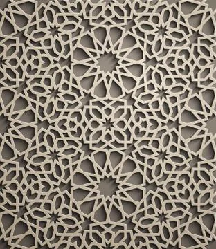 Brown background . Islamic ornament vector , persian motiff . 3d ramadan islamic Stock Illustration
