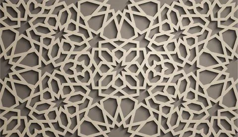 Brown background . Islamic ornament vector , persian motiff . 3d ramadan islamic Stock Illustration