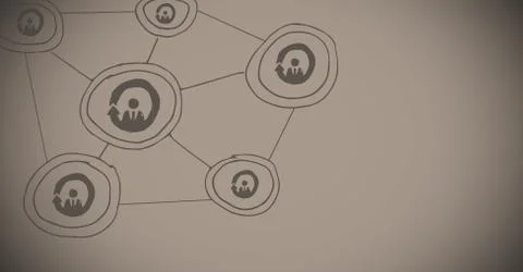 Brown background with network doodle Illustrazione stock