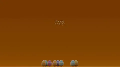 Brown background with six decorated Easter eggs at the bottom and text in t.. Stock Illustration