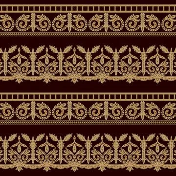 A brown background with a striped repeated seamless border designs Stock Illustration
