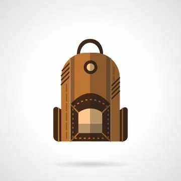 Brown backpack flat vector icon 스톡 일러스트