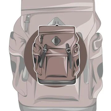 Brown Backpack. The unusual design of the backpack. Accessory Stock Illustration