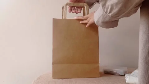 A brown bag to bring to the store Stock Footage 146255695