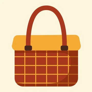 Brown bag with checkered print. Vector illustration in flat style. Stock Illustration