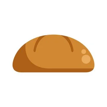 Brown baked bread loaf flat cartoon vector icon Stock Illustration