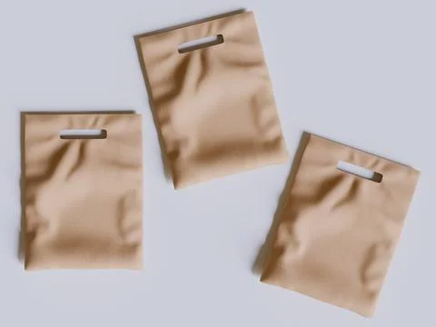 Brown Bakery Packaging Paper Bag Mockup 3D Rendered on gray background (1) Illustration