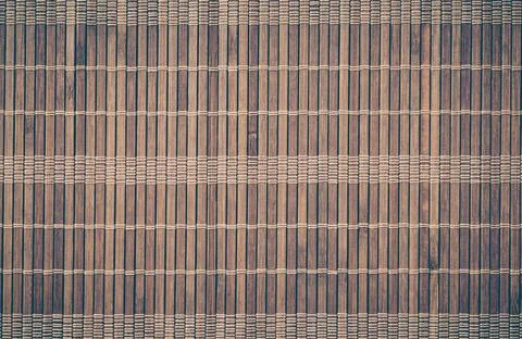 Brown bamboo mat pattern background seamless and texture Stock Photos