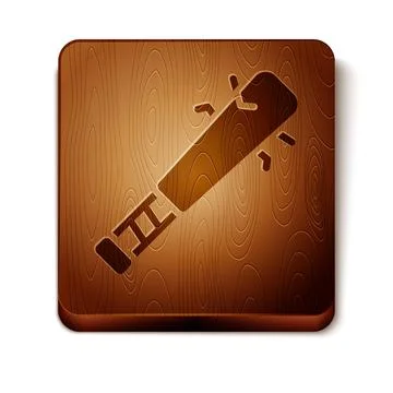 Brown Baseball bat with nails icon isolated on white background. Violent weapon Ilustración de archivo
