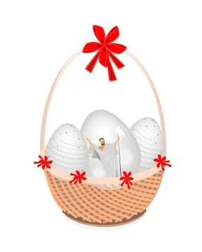 A Brown Basket of Beautiful Easter Egg Illustrazione stock