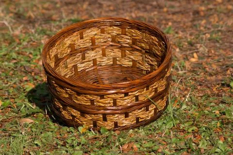 Brown basket in fall Stock Photos