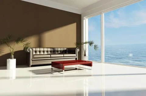 Brown beach house Stock Illustration