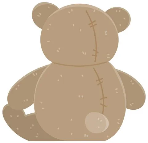 Brown bear children s soft toy back view. Teddy bear icon. Funny cartoon Illustrazione stock
