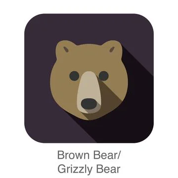 Brown bear face flat icon design. Animal icons series. Stock-Illustration