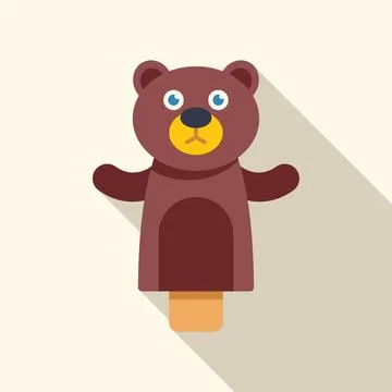Brown bear hand puppet toy spreading its paws Illustrazione stock
