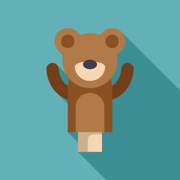 Brown bear hand puppet waving on blue background Stock Illustration