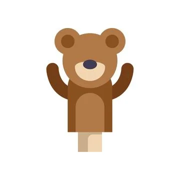 Brown bear hand puppet waving with both hands Illustrazione stock